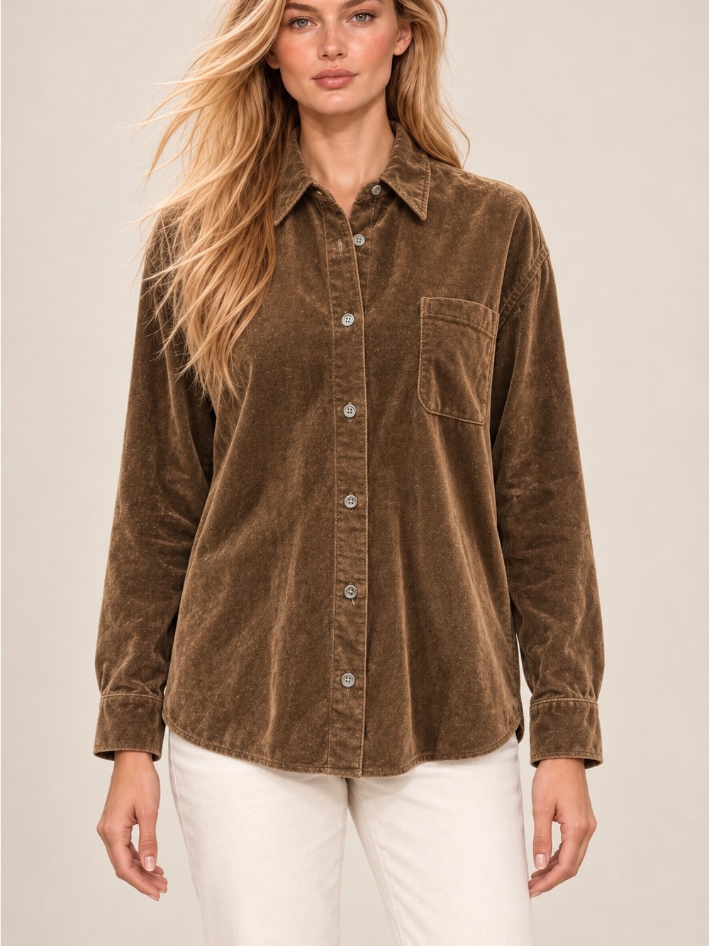 J. Crew Brown Corduroy Button-Front Shirt